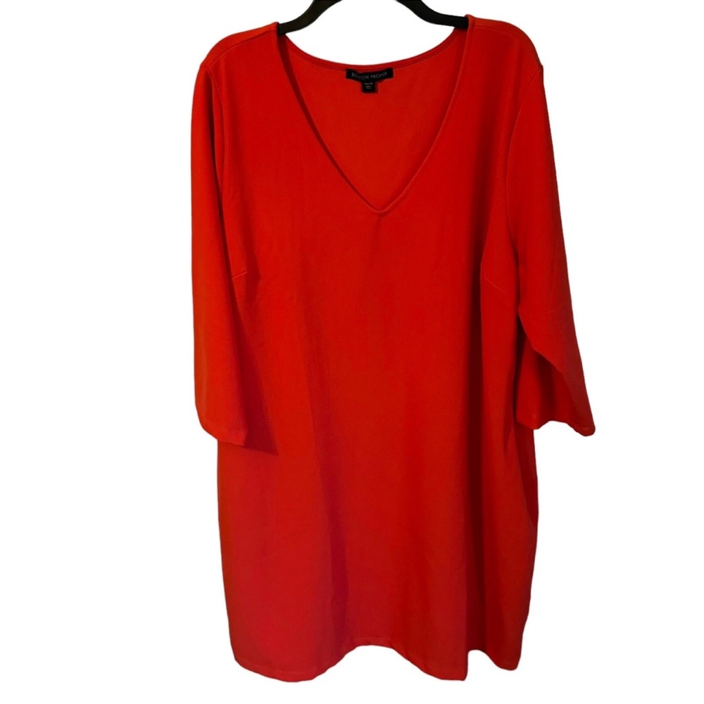 Boston Proper Red V-Neck Dress